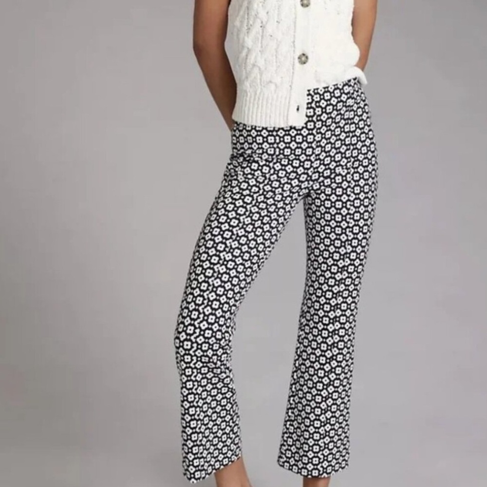 Anthropologie Maeve stretch black and white crop pant